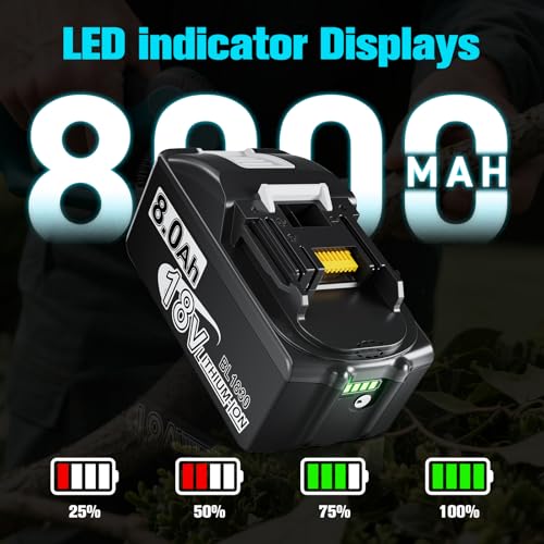 Image of Bonacell 2Pack 8.0Ah Replacement for Makita 18V Battery Lithium ion Compatible with Makita 18Volt Battery BL1815 BL1815N BL1820 BL1820B BL1830 BL1840 BL1840B BL1850 BL1840B