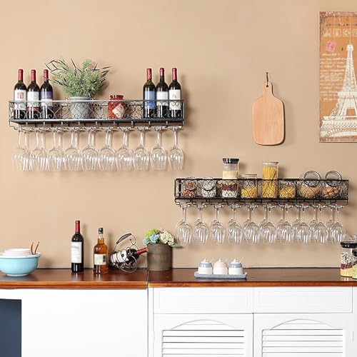 Présentoir de rangement multifonctionnel pour bouteilles de vin et verres - 5