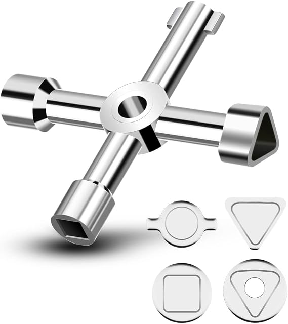 4-in-1 Metal Utility Key | Gas Meter Box Key, Radiator Key, Electric Box Key & Meter Cupboard Key | Gas Meter Key Triangle UK | Gas Box Key | Gas Key for Meter Reading | Electric Meter Box Key