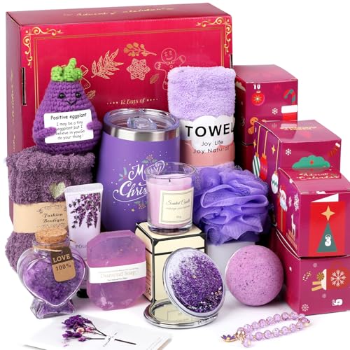 Advent Calendar 2025 for Women Teen Girls - 12 Days of Christmas Countdown Calendar for Mom Wife Girlfriend Sister Her - Christmas Gifts Woman Gifts Basket Includes Mug Scented Candle Bath Bomb