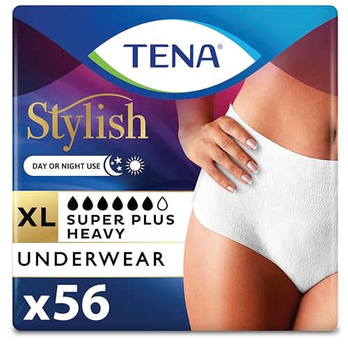 Image of TENA Stylish White Super Plus Incontinence Underwear Women, XL 48-64in 64ct