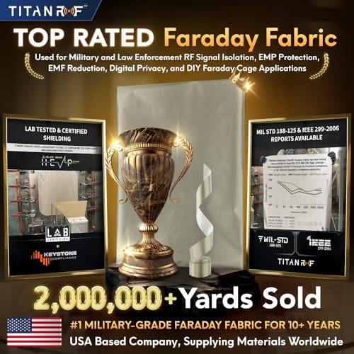 Mission Darkness MDFF-TRF Titanrf Faraday Fabric Kit 1 Yard // 44"W X 36"L Fabric + 36"L Tape Military Grade Conductive Material Blocks Rf Signals, Wifi, Cell, Bluetooth, Rfid, Emf thumb #2