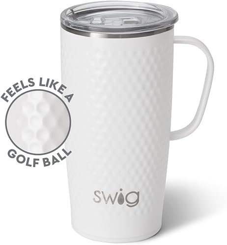 Vista 150 de Swig Life - Taza de café de viaje de 22 onzas, vaso con aislamiento térmico con asa y tapa, para portavasos y lavavajillas, de acero inoxidable
