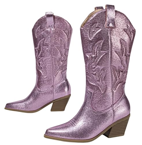 Bottes de cow-boy occidentales à talon épais pour marcher sans douleur en soirée