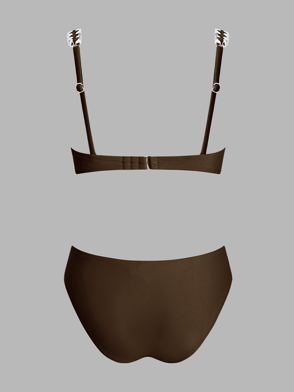 CUPSHE Conjunto de bikini para mujer, cuello corazón, tirantes anchos ajustables, traje de baño con costuras y tiro medio