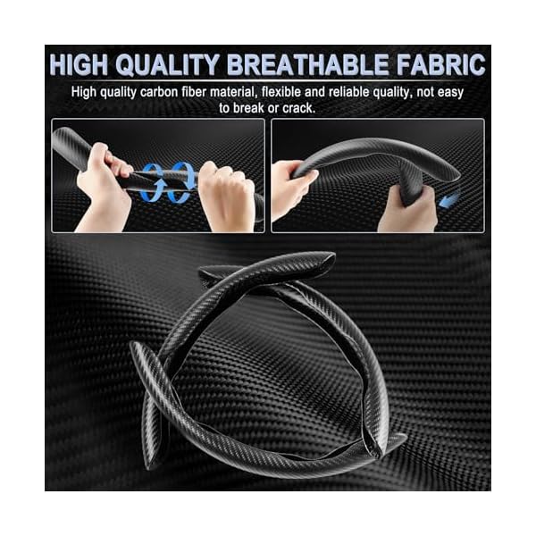 Amiss 3pcs Carbon Fiber Anti-Skid Steering Wheel Cover, Segmented & Butterfly Design, Universal 99% Car Wheel Cover Protector, Black - Image 3