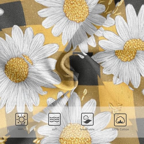 Wusikd White Daisies Yellow Boys' Underwear Cotton Honeybees Checkered Boys Briefs Soft Toddler Underwear 2T3