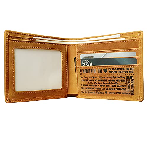 Letoor Dad wallet from daughter Personalized Slim Biflod Leather Wallet for Dad,Gifts for Birthday,Father's Day,Christmas day. - Image 3