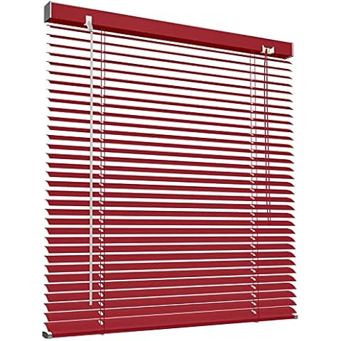 Aluminum Venetian Blinds - Metal,Red Aluminum Horizontal Venetian Window Blind,Light Filtering Visibility Decorative Curtain Thermal Insulated for Bathroom Office,Customizable (W60xH100cm(24x39in)) Cover