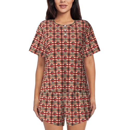 Pyjama Canada pour femme : ensemble rétro d'été avec haut manches courtes et short de nuit