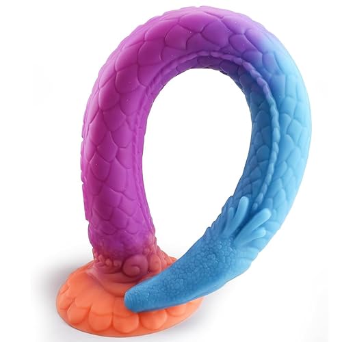 Huge Tentacle Dildo, Dragon & Long Anal Dildo, Tentacle Monster with Suction Cup Silicone Adult Toys, Huge Fantasy Anal Fart Plugs Fake Penis Sex Toys & Games (Purple-Blue 13.9in) - 13.9in