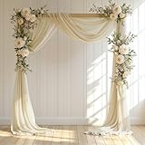 Wedding Arch Draping Fabric, 1 Panel 18FT Nude Sheer Backdrop Curtain Chiffon Fabric Drapery Voile Scarf Draping Panels for Wedding Archway Ceremony Curtain Valance Party Decoration