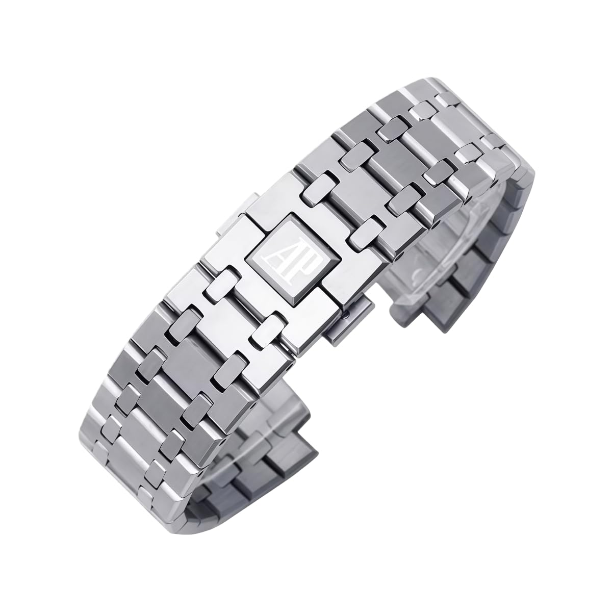 Szeroka Bransoleta Stal Nierdzewna 26mm, Ciężki Pasek Metalowy Szczotkowany, Matowy Zamiennik Lity dla Audemars Piguet Royal Oak-Złoty