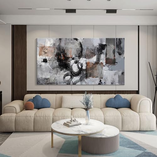 Pogusmavi Black Abstract Canvas Wall Art Pictures for Living Room