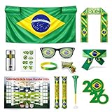 Soccer Fan Kit for USA, 12-in-1 Complete Set with Flag Headband, Retractable Horn, Face Paint, Cheering Sticks, Scarf & Large Flag – Patriotic Gear for 2026 World Cup Watch Parties (Brazil)