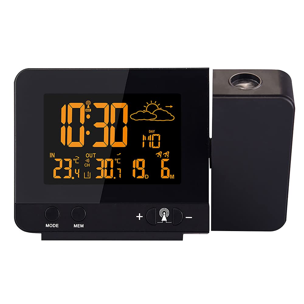YTLT Réveil Projecteur Plafond Horloge Numérique Avec Radio FM - Projection 180° Électrique, Snooze, 12/24H, Volume Réglable