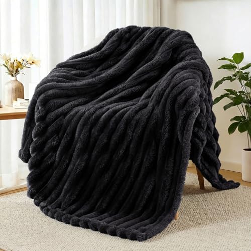Exclusivo Mezcla Couverture Polaire, Plaid Canapé en Rayé, Couverture de Lit Super Douce en Jacquard, Léger et Moelleux pour Toutes Les Saisons, 130x150CM,...
