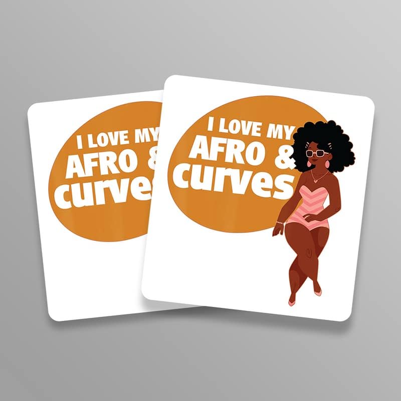 Miniatura 2 de I Love My Afro & Curves | Gran idea de regalo | Calcomanía adhesiva, paquete de 2 pegatinas de 5 pulgadas | FBAS10871
