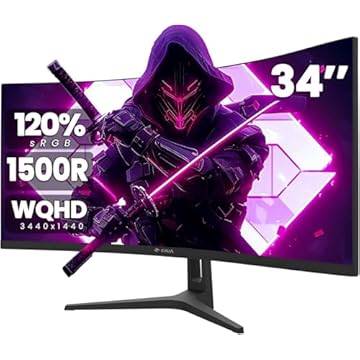 CRUA 34Inch Ultrawide Gaming Monitor, WQHD(3440 * 1440P) 144Hz/165Hz Curved Monitor,99% sRGB, Computer Monitor That Supports AMD Freesync, Wall Mountable Installs(HDMI, DP)-Black