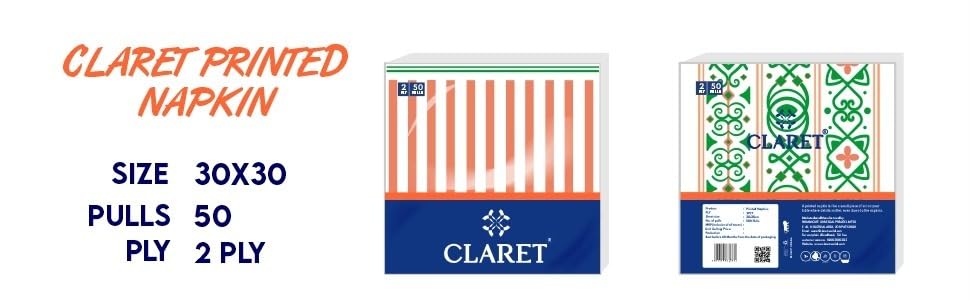 Claret 2-Ply Printed Table Napkins, Multi Design and Colors, 50 Sheets per Pack, 3 Packs, 30x30 cm - Soft, Absorbent, Napkins for Daily Use, Dining, Parties, Events and Special Occasions - Image 8 thumbnail