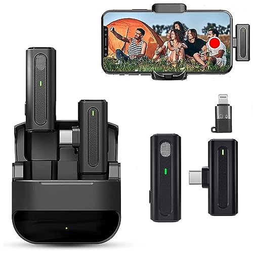 Image of MOOZMOB K91 Professional Grade Wireless Lavalier Mic with Charging Case and Noise Reduction Collar Microphone for Video Recording Vlogging ASMR Podcast Interviews YouTube (Black, Plastic Body)