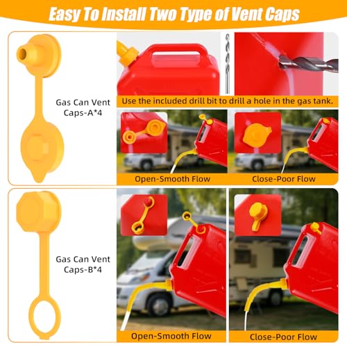 Gas Can Spout Replacement Kit, 4 Kit Gas Can Flexible Nozzle Replacement Suitable for Most 1/2/5/10 Gal Oil Cans