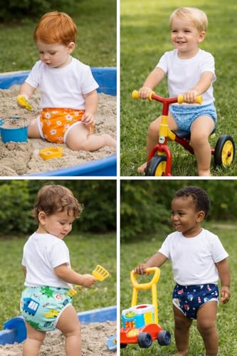 Image of Premium Baby Diaper Pants / Potty Training Panties / Padded Underwear for 0 - 4 Years | Soft, Washable & Reusable Cotton Nappies for Boys & Girls | Leakproof, Absorbent & Breathable | 2 /3 /4 Pack | Leakproof, Absorbent (Premium multicolor, 1-2 years, 4, count)