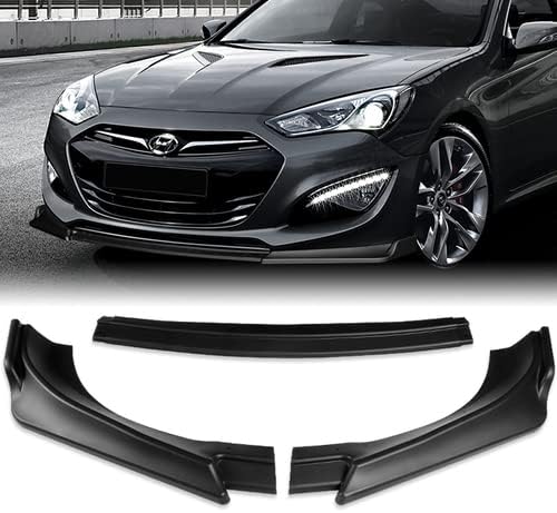 3 Pieces Front Bumper Lip Spoiler Splitter Side Body Kit Trim Protection Compatible with 2013-2016 Hyundai Genesis 2DR Coupe, 2014 2015 (Matt Black)