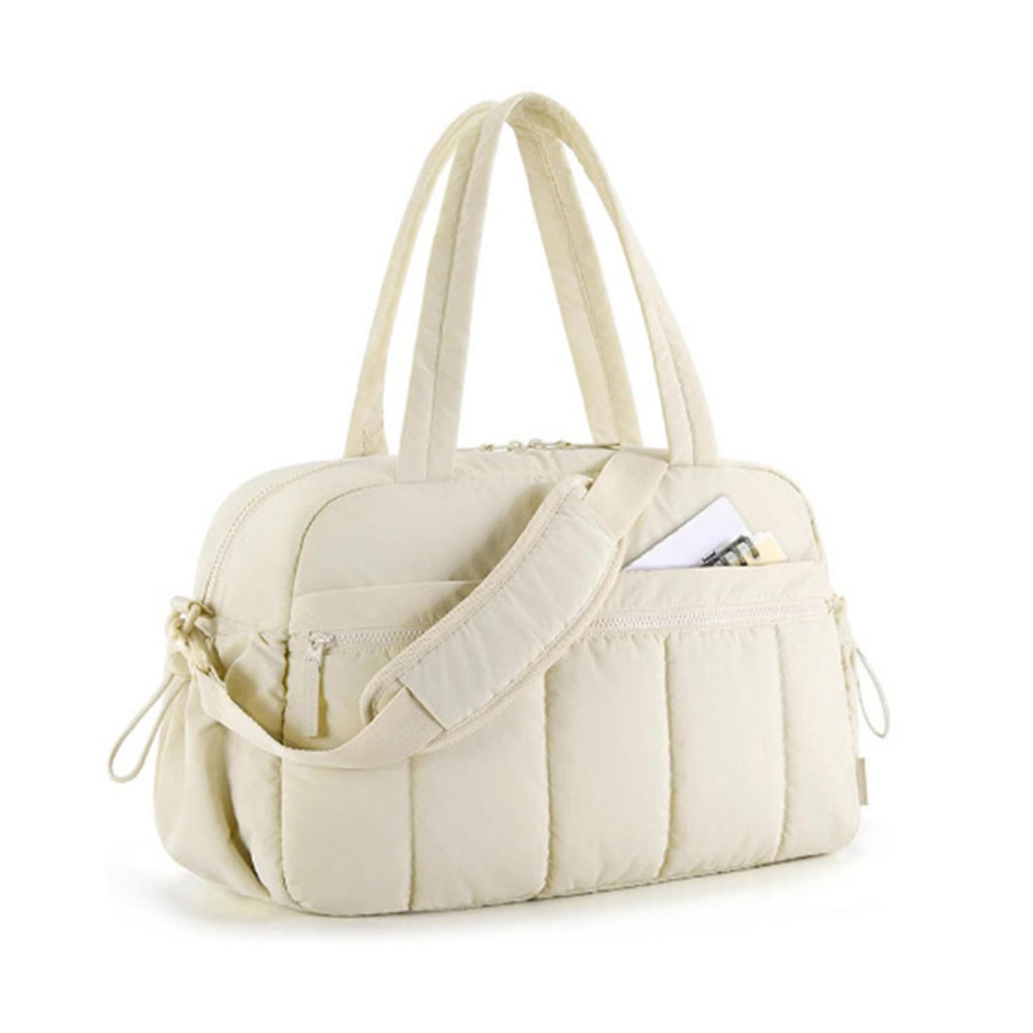 Myouhuo Womens Gym Bag 24L Travel Bag for Weekend Overnight with Wet Pocket, Underseat Cabin Bag for EasyJet, Carry on for Ryanair & Trolley Sleeve,Beige