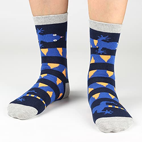 Cotton Day Kids Boys Fun Novelty Crew Socks Colorful Pattern Design 6-8 Years (Size 8 Lizard Snake Stars) #TOP1
