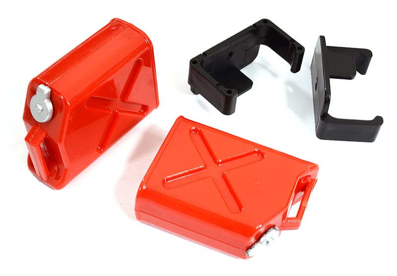 Integy RC Model C31200RED Realistic Jerry Can Gas Fuel Tank (2) w/ Bracket for 1/10 Scale Rock Crawler