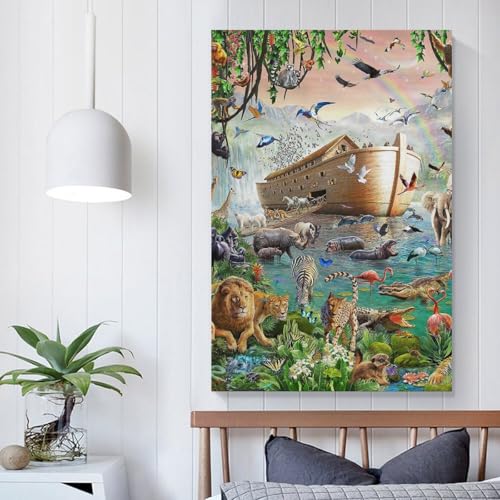 Peinture sur toile décoration murale affiche animale format 50x75cm pour chambre - 5