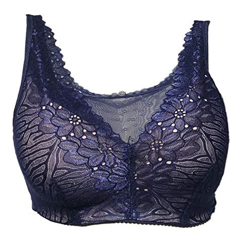 BIMEI Mastectomy Bra Pocket Bra for Silicone Breast Forms Comfortable Underwear Wire-Free bra8708 (34C, Blue) Cover