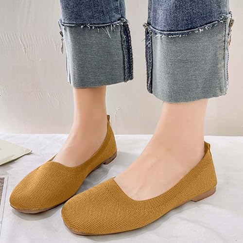 Women's Mesh Flats Shoes Slip On Pointed-Toe Ballet Low Top Dress Shoes Spring Autumn Women Casual Flat Bottom Square Toe Fly Woven Breathable Comfortable Solid Color Non-Slip Flats3