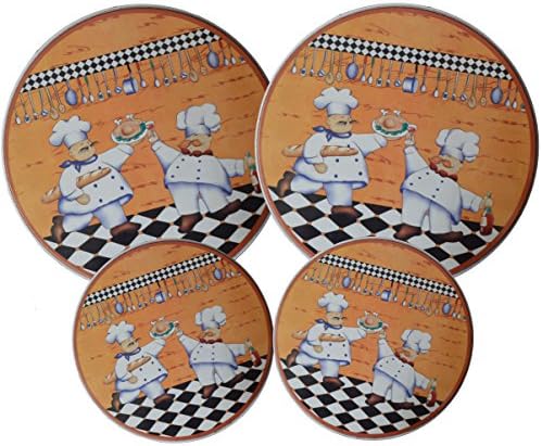 SET OF 4, CHEFS DESIGN ROUND STOVE TOP BURNER COVERS.(2 x 10.5" Dia & 2 x 8.5' Dia) image 3