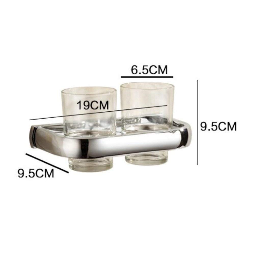 GZZ Europäischen Stil Kupfer Einfache Transparente Glas Zahnputzbecher Doppel Tasse Set, Home Hotel Badezimmer Dekoration Zahnbürste Becherhalter Set