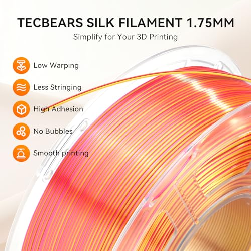 Image of TECBEARS Silk PLA Filament Dual Color, Shiny 3D Printer Filament 1.75mm, Dimensional Accuracy + /- 0.02mm, 1kg Spool(2.2lbs) Fits for Most FDM 3D Printers(Black Blue)