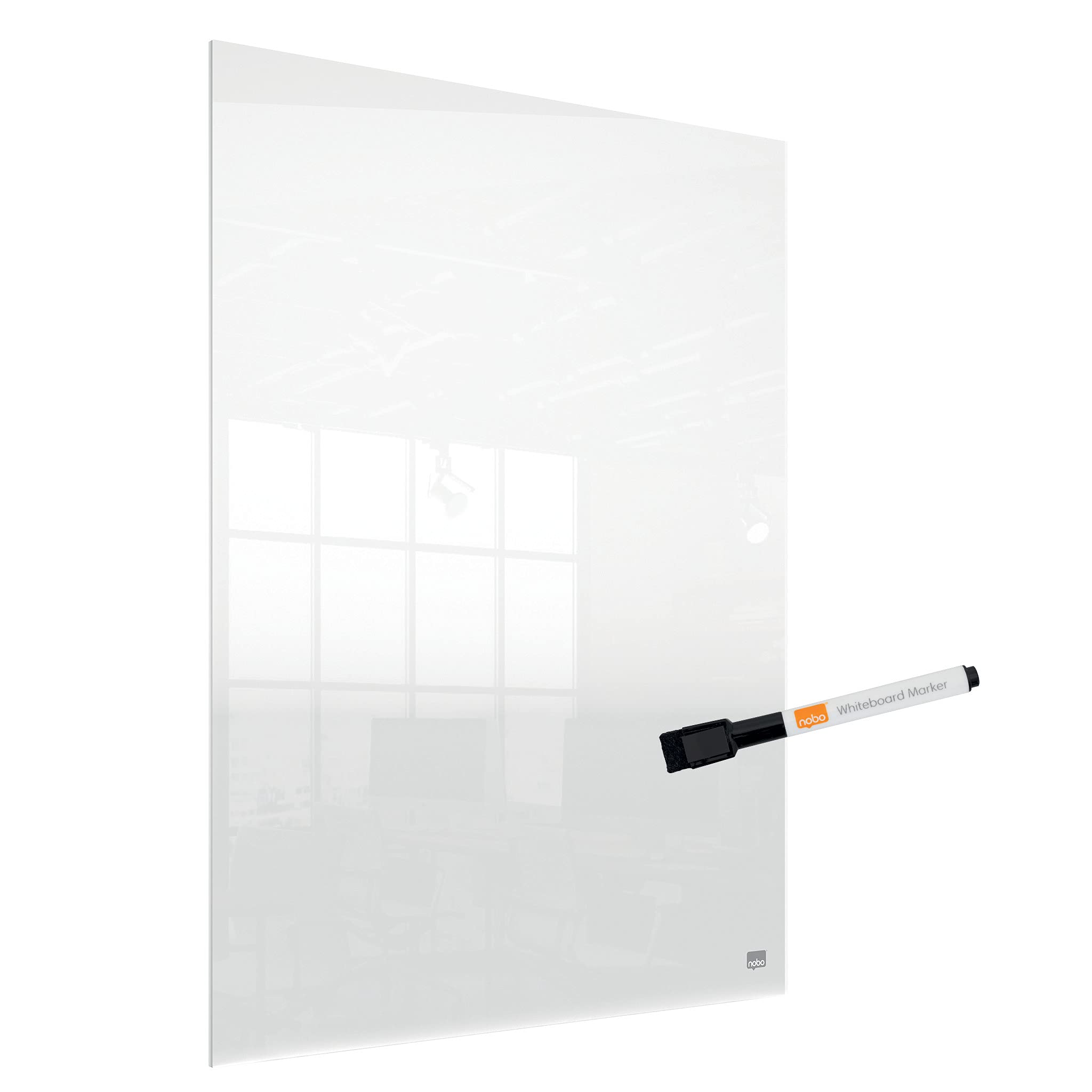 Nobo Pizarra Blanca Magnética para Escritorio y Pared, Portátil, Borrado en Seco, Sin Marco, Incluye Rotulador y Soportes, Transparente, 600 x 450 mm, 1915618