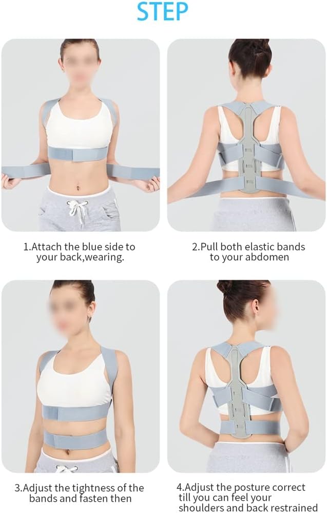 Brace Support Belt Adjustable Back Posture Corrector Back Shoulder Lumbar Posture Correction Corset for Posture(Blue,L code)