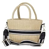 Hibala Straw bag Woven handbag Beach bag Straw purses for women Shoulder bag Summer Beach Tote (Blac