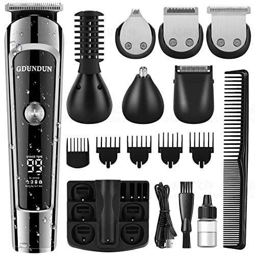 Gdundun Electric Trimmer For Men, Cordless Ipx7 Waterproof Beard Hair Nose And Body Grooming Kit For Men, All-In-1 Trimmer For Men With Usb Charging Led Power Display, Gift For Men Husband Father #TOP7