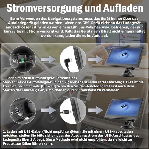 Riloer GPS-Navigationsset Universal für Auto, LKW, Wohnwagen, LKW, Wohnwagen Display mit Halterung und FM-Transmitter, Sie können die Sprache ändern, Deutsch7 Zoll,navigationsgeräte für Auto(17,8 cm)