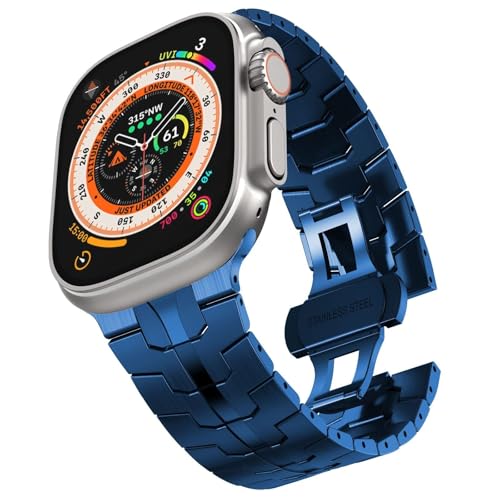 Bracelet en acier inoxydable pour Apple Watch Ultra 2 et Series 45mm 44mm avec boucle déployante