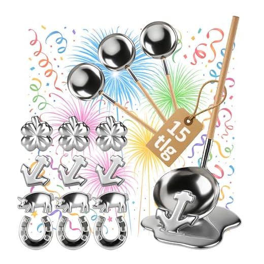 Robin Goods® 15-teiliges Set Zinngießen, Silvestergießen das Wahrsagerei-Partyspiel - die gesunde Alternative zum Bleigießen, Nicht nur zu Silvester (3)