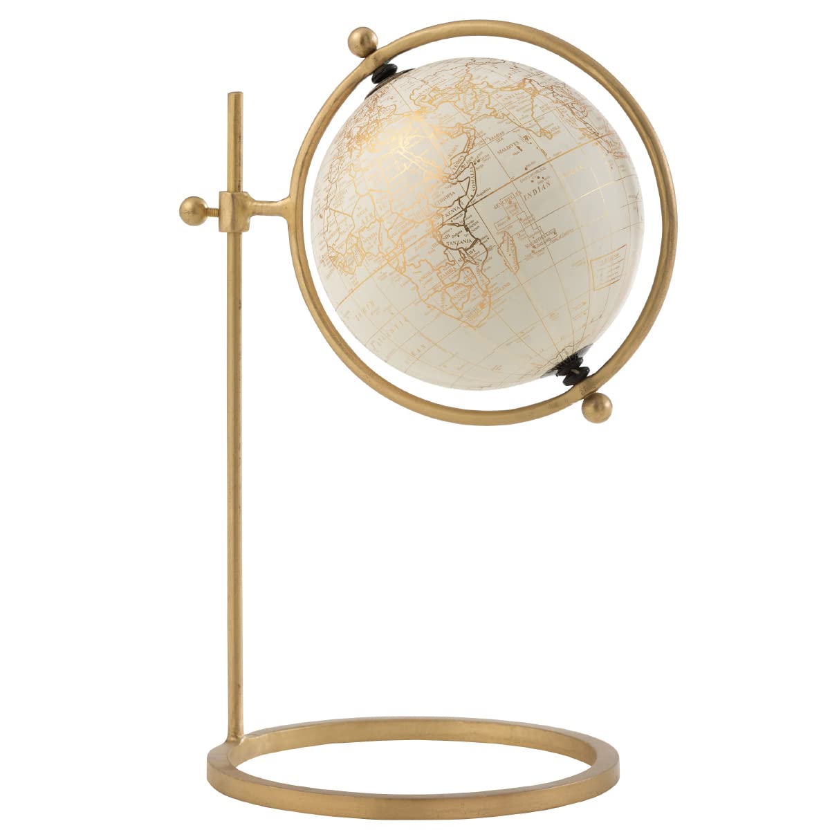 Globe Circle Adjustable Metal/Plastic Gold/White Large