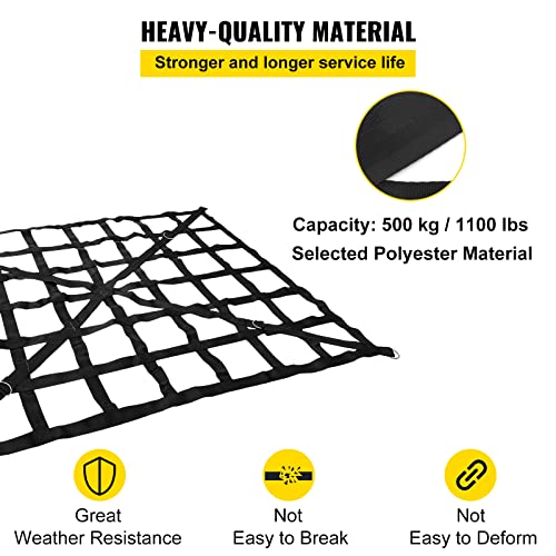 Mophorn 50" X 66" Cargo Net With Cam Buckles & S-Hooks, Cross Strap Truck Bed Cargo Net 4.2' X 5.5', Heavy Duty Cargo Nets Capacity 1100Lbs For Pickup Trucks Trailer Suv Jeeps #TOP2