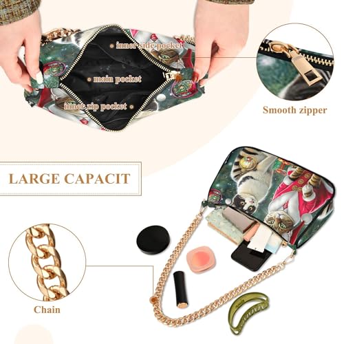 Christmas Cats Ladies Shoulder Bag for Women Retro Formal Purse Hobo Fashion Medium Handbag Tote Zipper Closure4