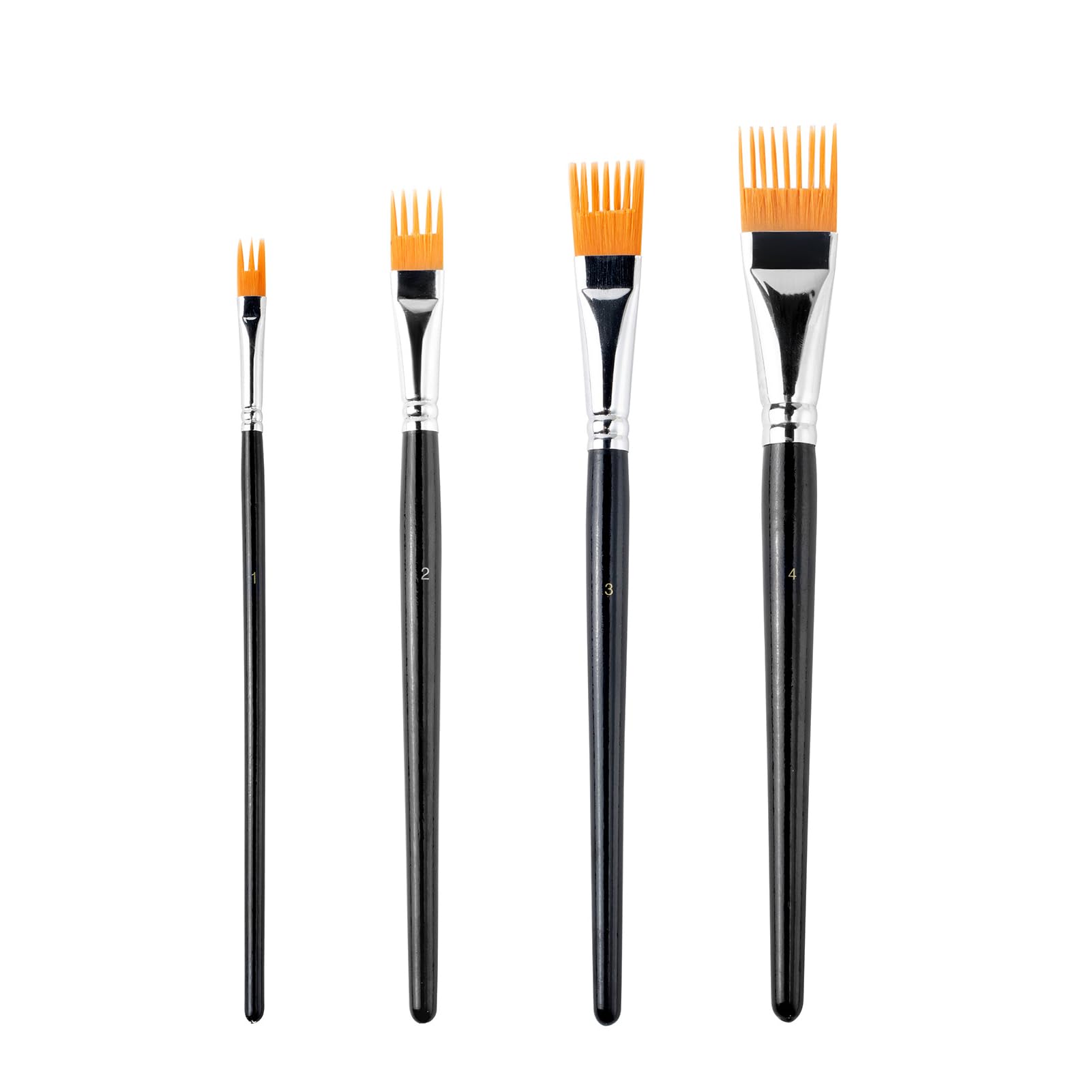 4PCS Grainer Brush Set, Comb Artist Brush Set, Professional Flat Comb Brushes for Creating Unique Painting Textures, Perfect for Artists Acrylic Painting, Watercolor and Oil(Black)