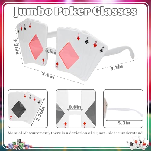 6 Pcs Poker Themed Sunglasses, Playing Card Glasses Ace Eyewear Casino Poker Night Gift Accessories for Adult Man Woman Costume Casino Theme Party Favors Supplies, Black & Pink Lens2