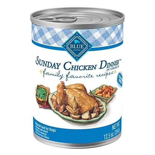 Blue Buffalo Family Favorites Adult Wet Dog Food, Made with Natural Ingredients, Sunday Chicken Dinner, 12.5-oz Can (Pack of 12)